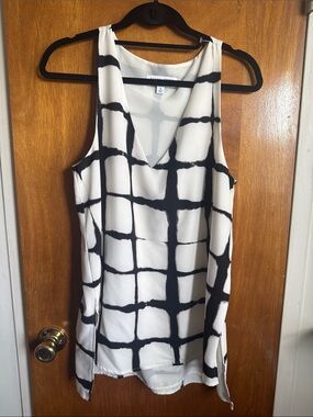 Adam Lippes For Target Black and White Grid Print Sleeveless Blouse